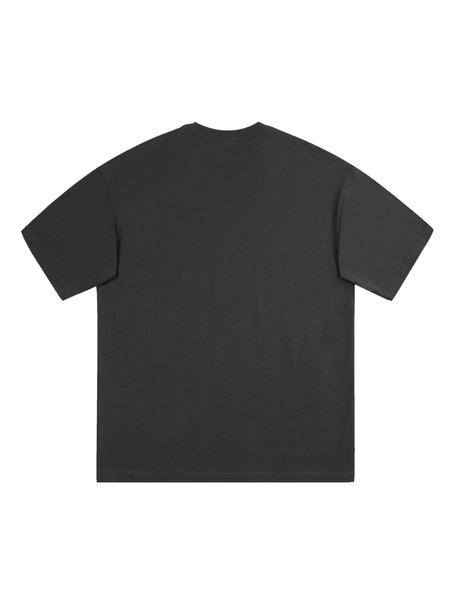 GRAY CASUAL PRINTED SHORT SLEEVE T-SHIRT WITH ROUND COLLAR