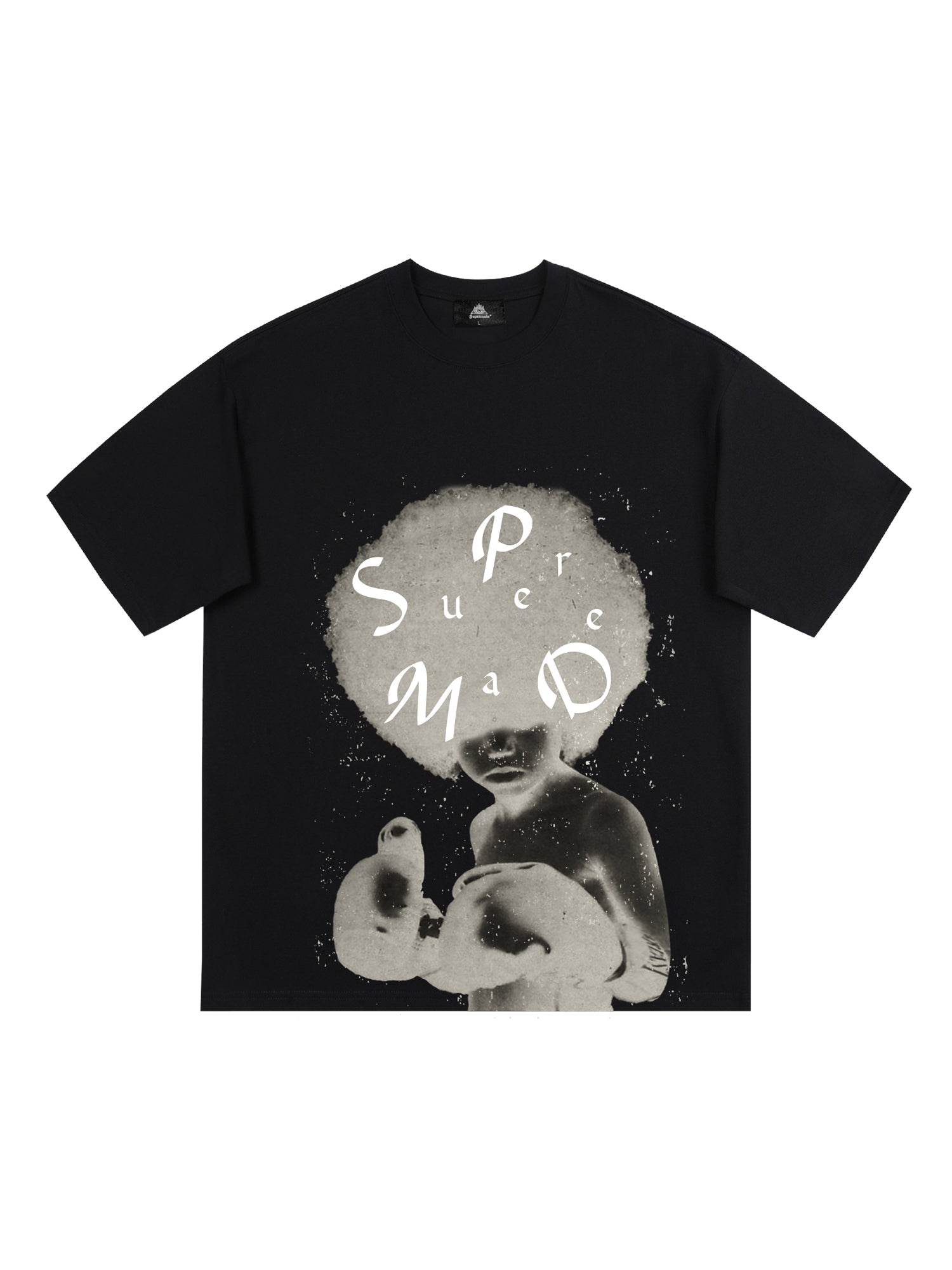 GRAY CASUAL PRINTED SHORT SLEEVE T-SHIRT WITH ROUND COLLAR