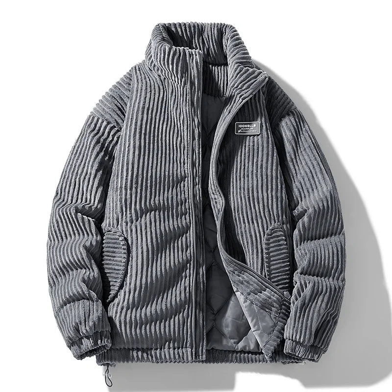 GRAY CORDUROY PUFFER JACKET