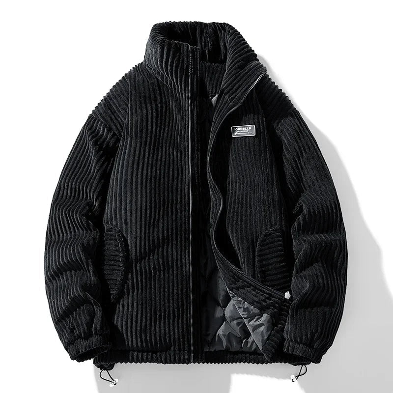 GRAY CORDUROY PUFFER JACKET