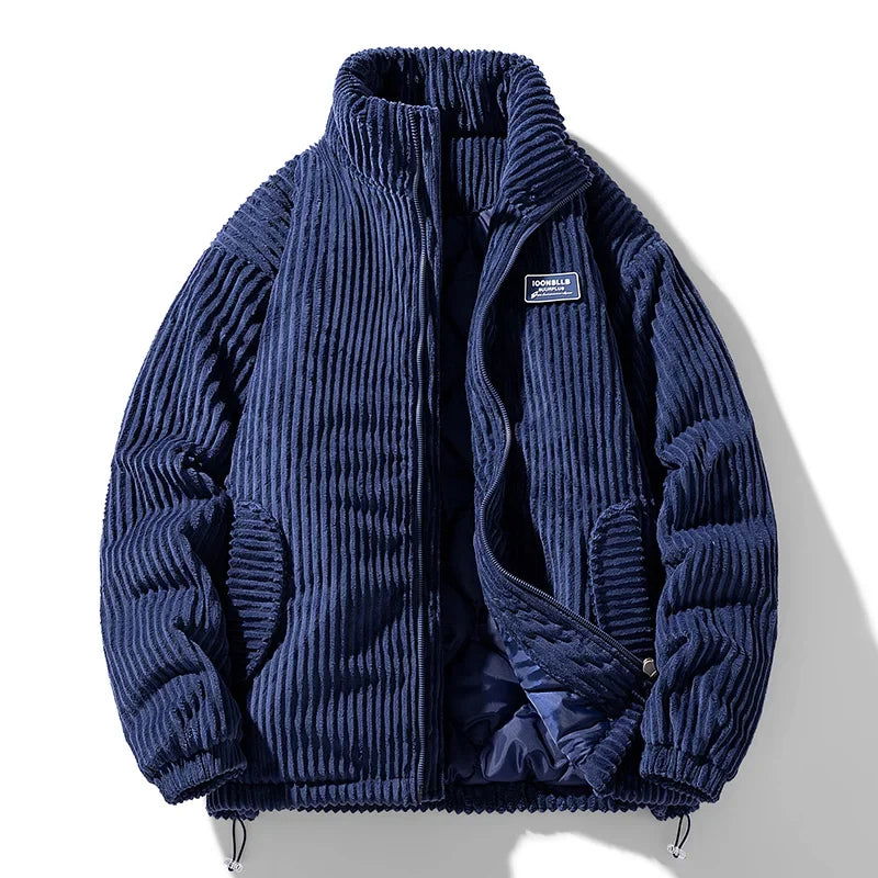 GRAY CORDUROY PUFFER JACKET