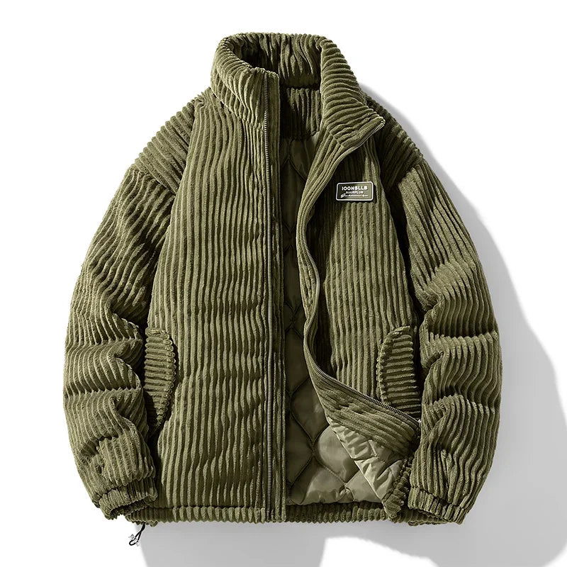 GRAY CORDUROY PUFFER JACKET
