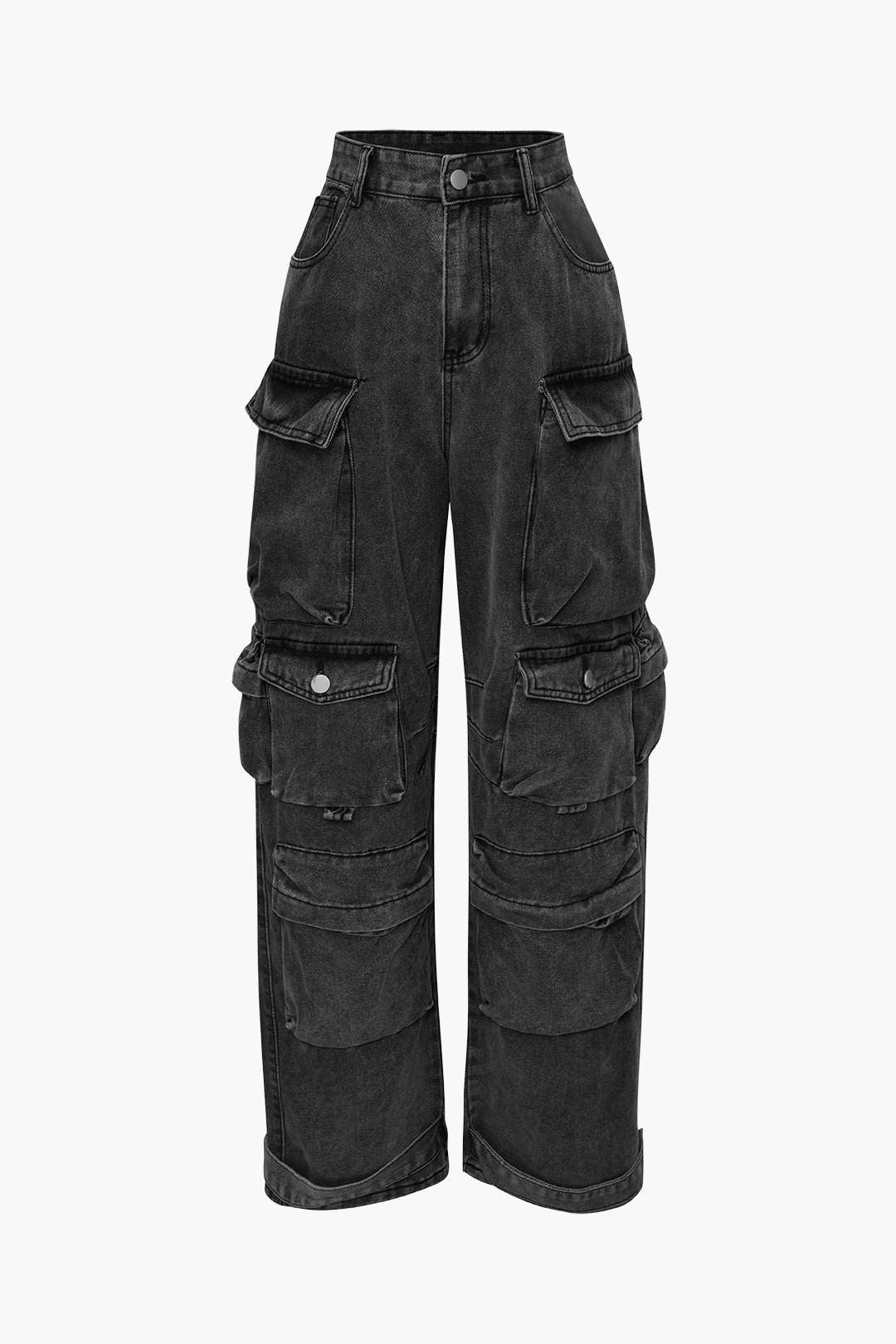 GRAY DENIM CARGO PANTS CASUAL DENIM FABRIC