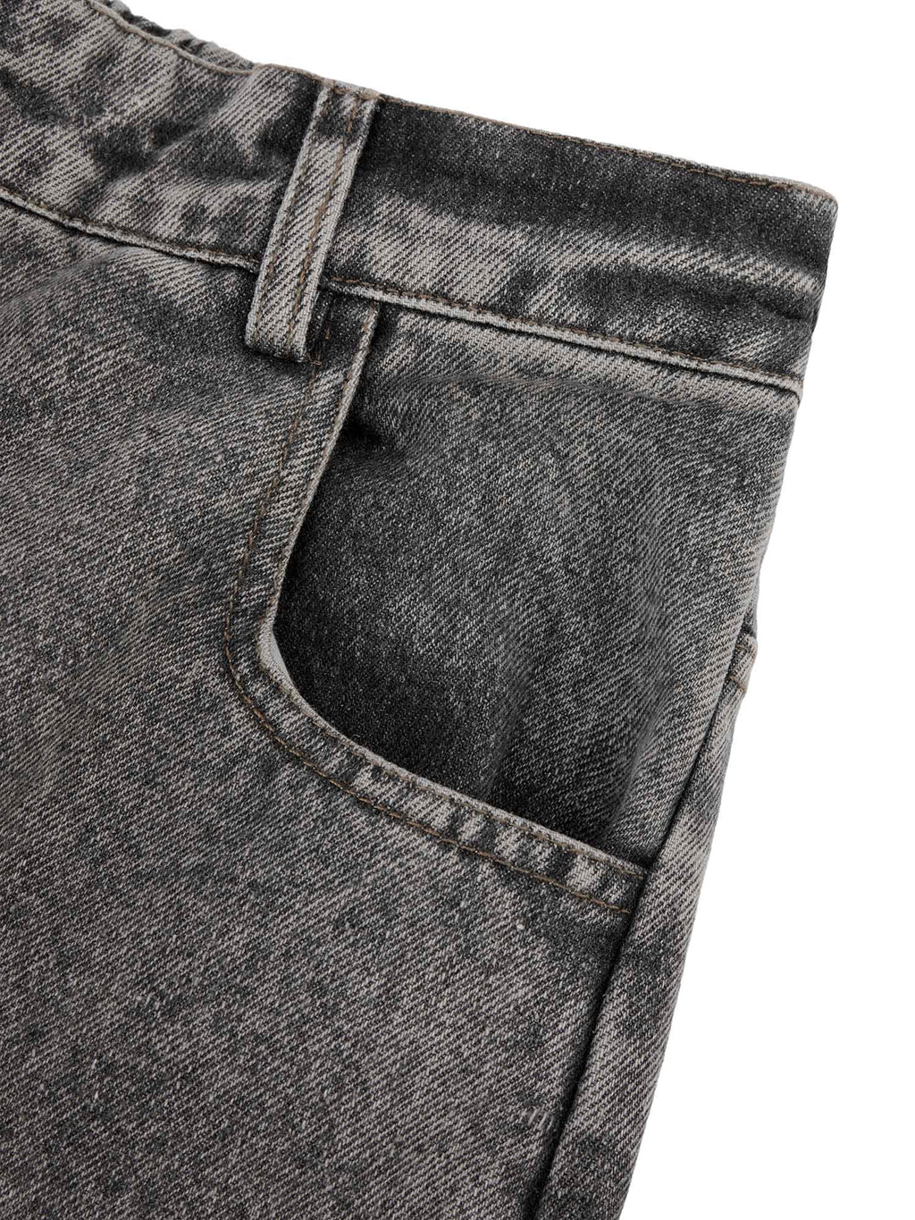 GRAY DENIM CARGO PANTS WITH STRAIGHT LEG DESIGN