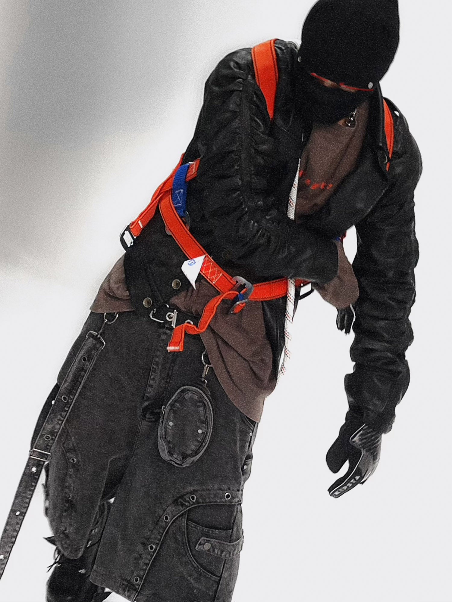 GRAY DENIM CARGO SHORTS MID WAIST WIDE LEG DESIGN