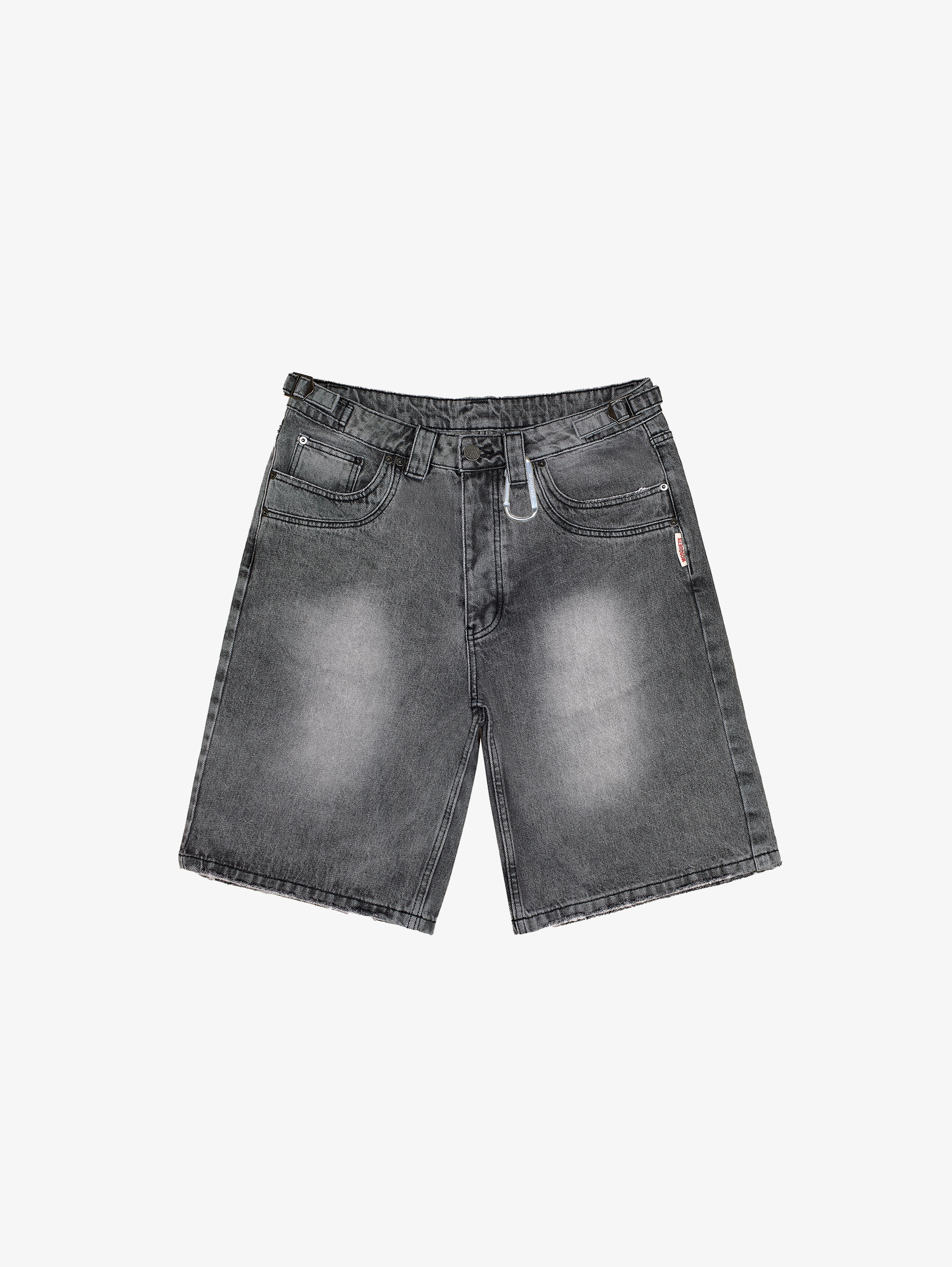 GRAY DENIM SHORTS WITH EDGY TOUCH AND LUXURY COMFORT