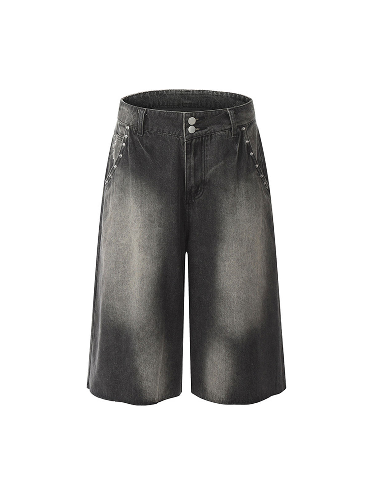 GRAY DENIM WIDE LEG CAPRI PANTS