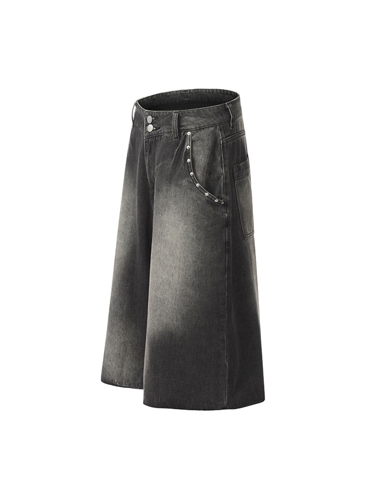 GRAY DENIM WIDE LEG CAPRI PANTS