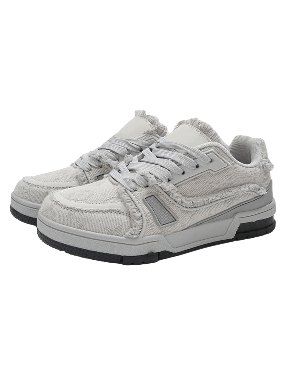 GRAY DISTRESSED LOW-TOP SNEAKERS WATERPROOF CANVAS SHOES