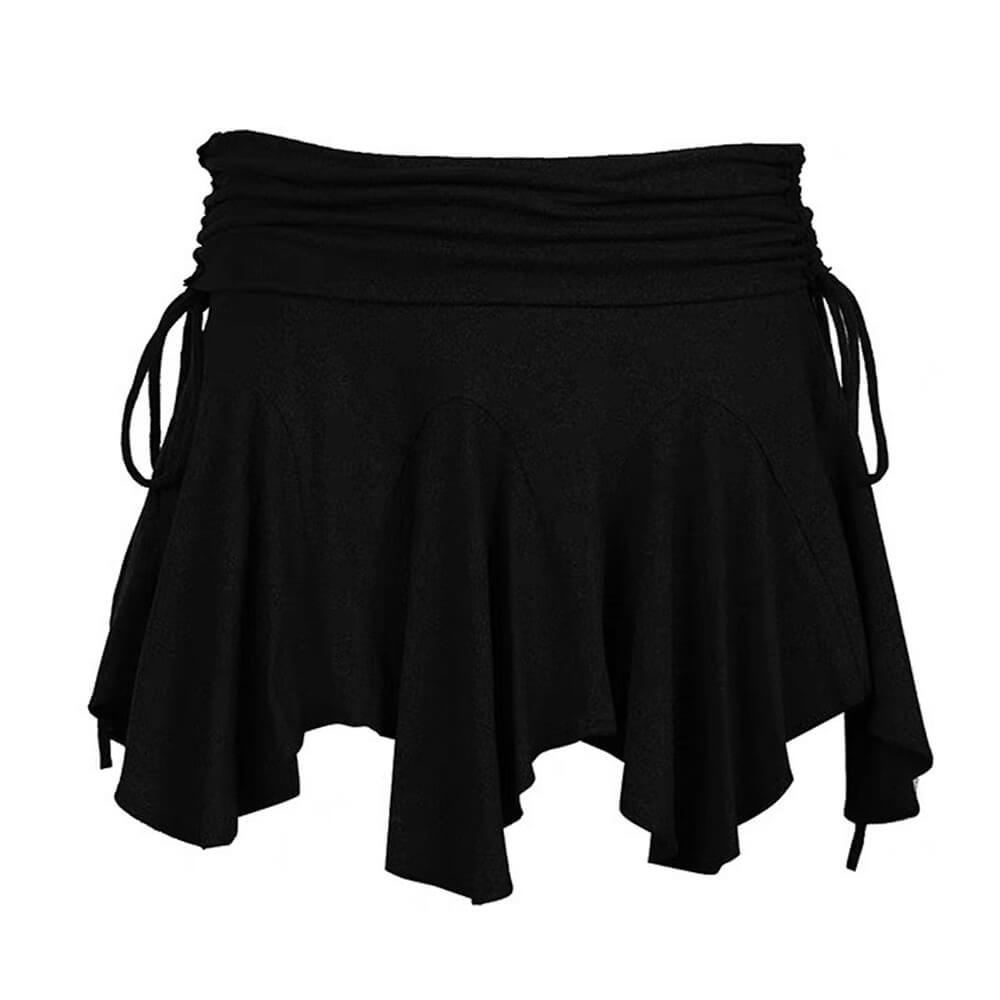GRAY DRAWSTRING HANDKERCHIEF MINI SKIRT