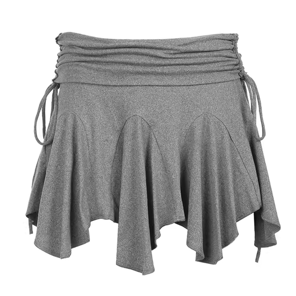GRAY DRAWSTRING HANDKERCHIEF MINI SKIRT
