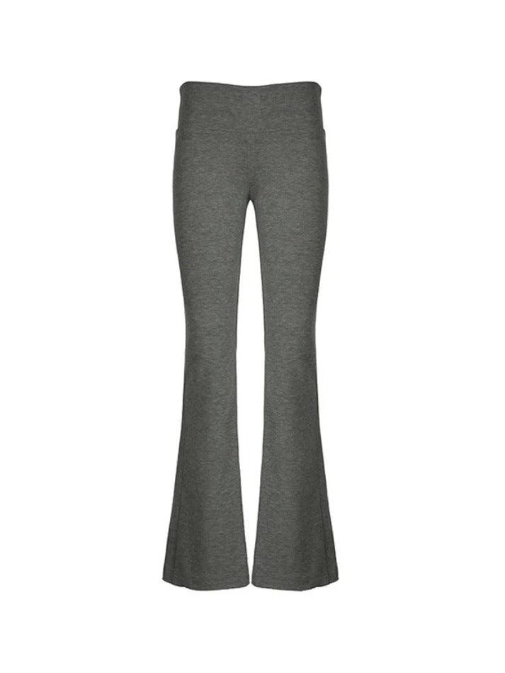 GRAY FLARED PANTS CLASSIC FLARED TROUSERS