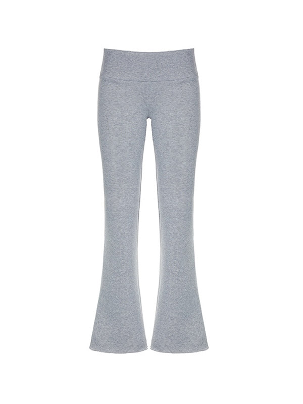 GRAY FLARED YOGA PANTS SLIM FIT Y2K STYLE
