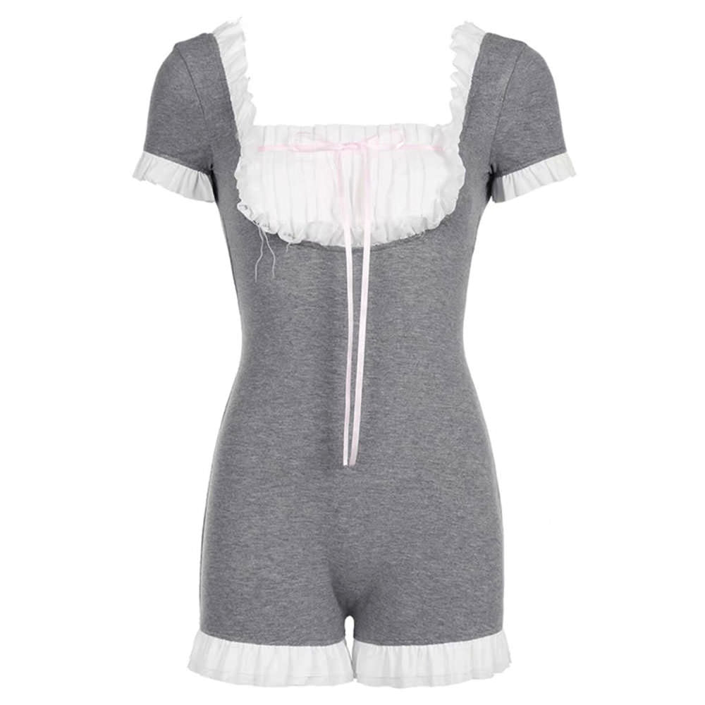GRAY FRILL ROMPER BABYDOLL COQUETTE ROMPER