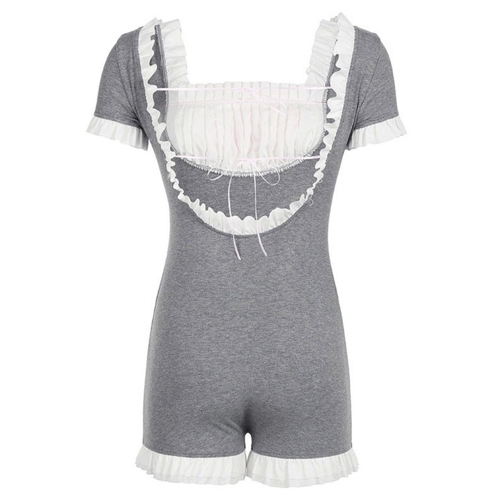 GRAY FRILL ROMPER BABYDOLL COQUETTE ROMPER
