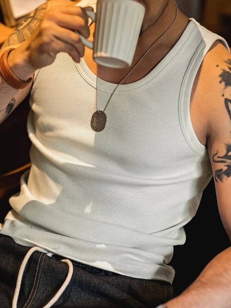 GRAY HEAVY COTTON TANK TOP WITH COMFORTABLE FIT