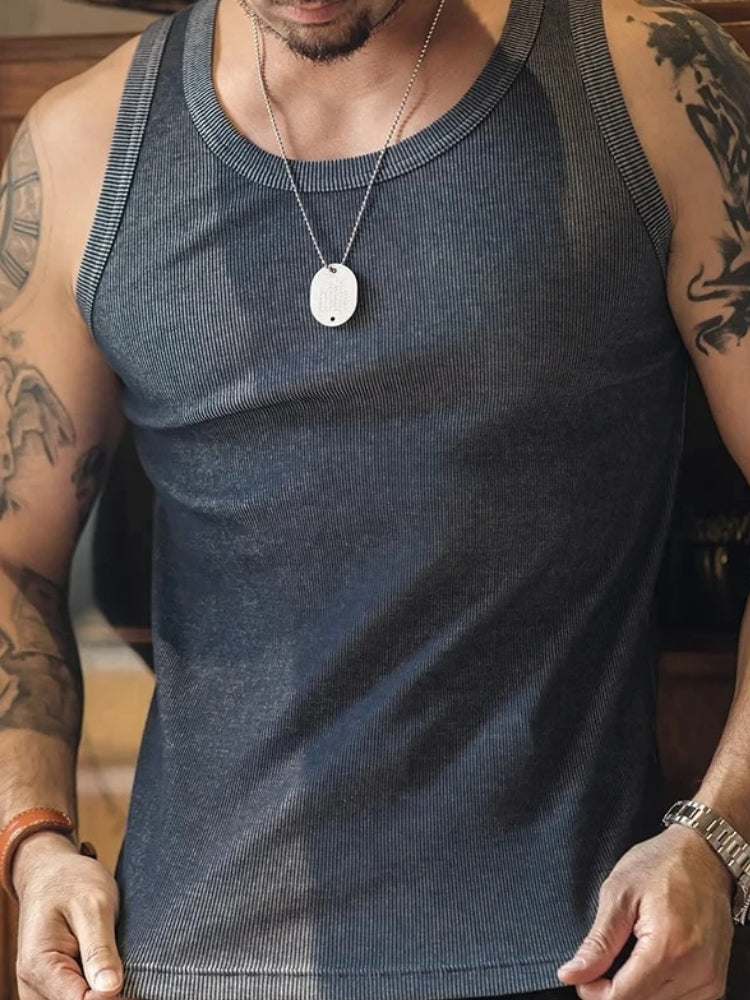 GRAY HEAVY COTTON TANK TOP WITH COMFORTABLE FIT