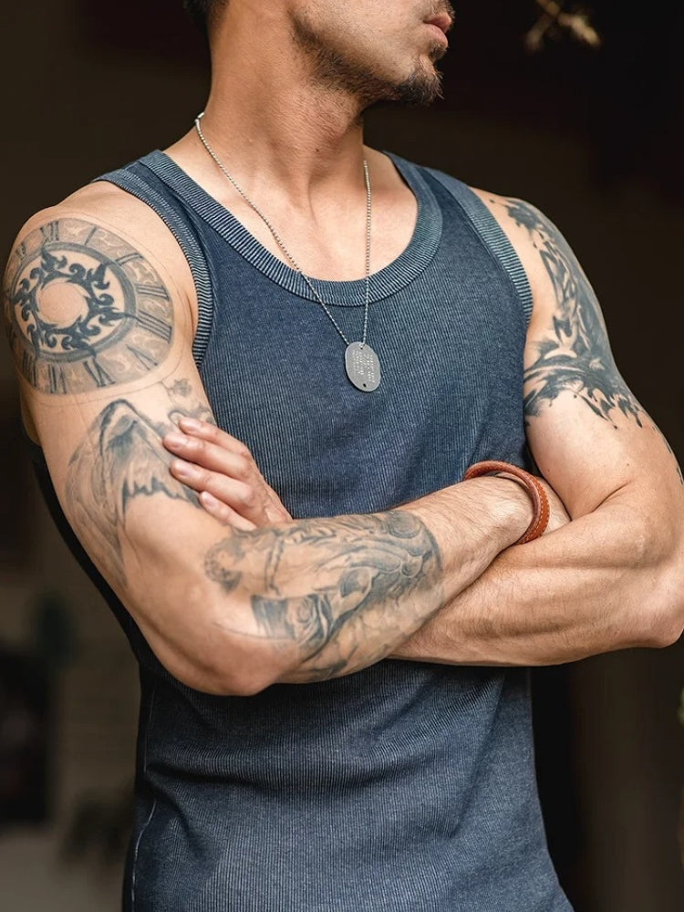 GRAY HEAVY COTTON TANK TOP WITH COMFORTABLE FIT