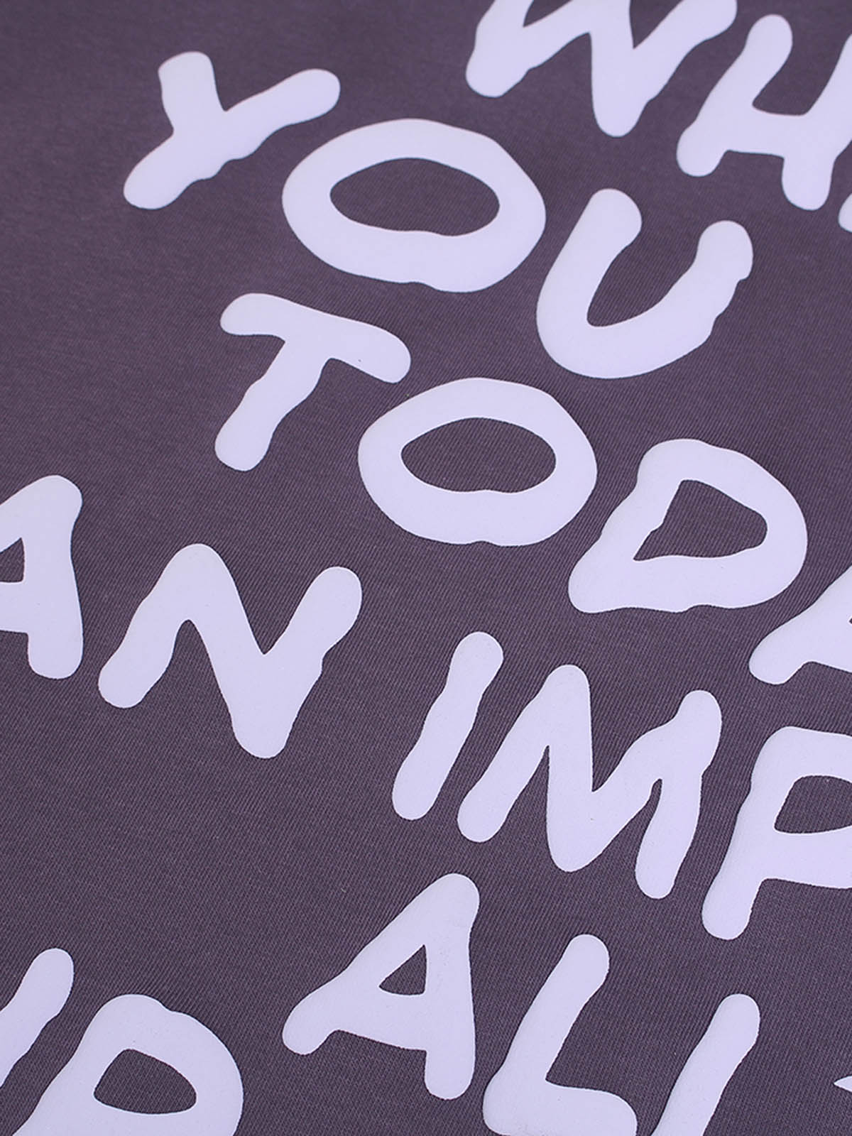 GRAY HOODED LONG SLEEVE PULLOVER WITH WHITE TEXT