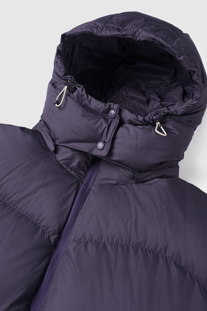 GRAY HOODED PUFFER JACKET - STAY WARM WITH A BASIC PUFFER JACKET