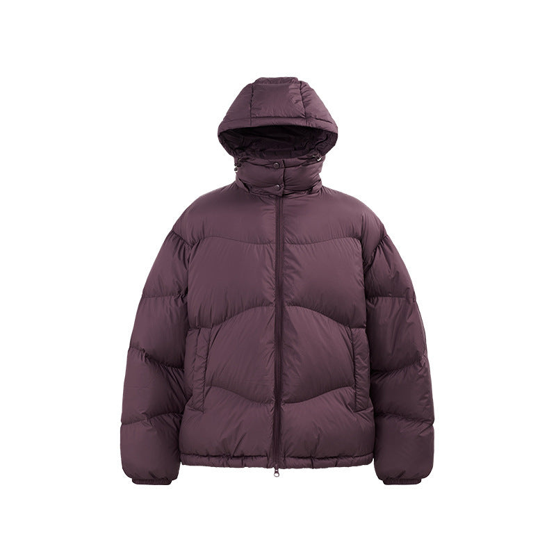 GRAY HOODED PUFFER JACKET - STAY WARM WITH A BASIC PUFFER JACKET