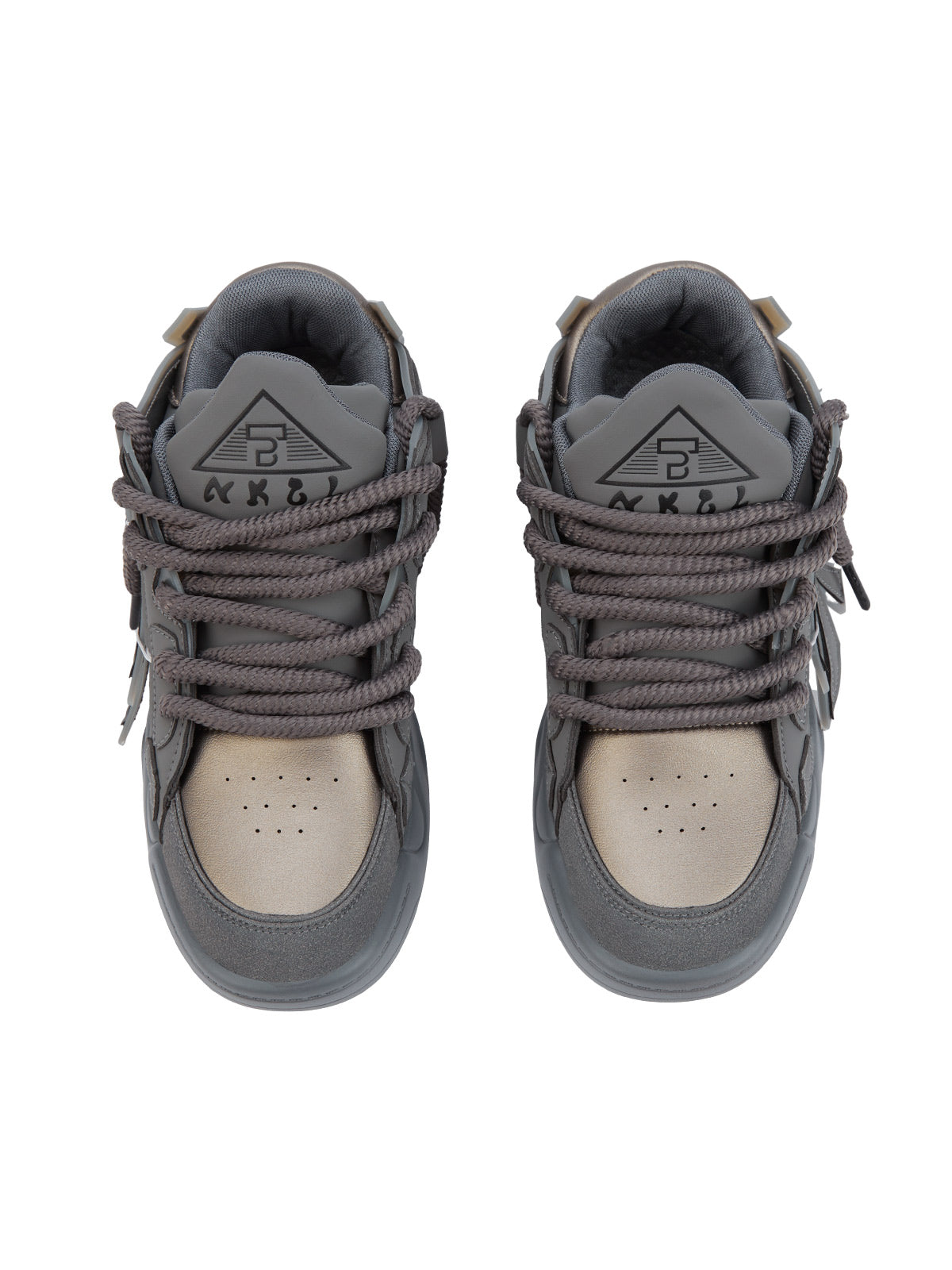 GRAY LOW-TOP SNEAKERS WITH CASUAL ROUND TOE DESIGN