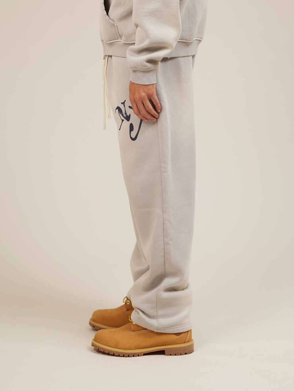 GRAY OVERSIZED COTTON SWEATPANTS WITH DRAWSTRING IN LIGHT GREY