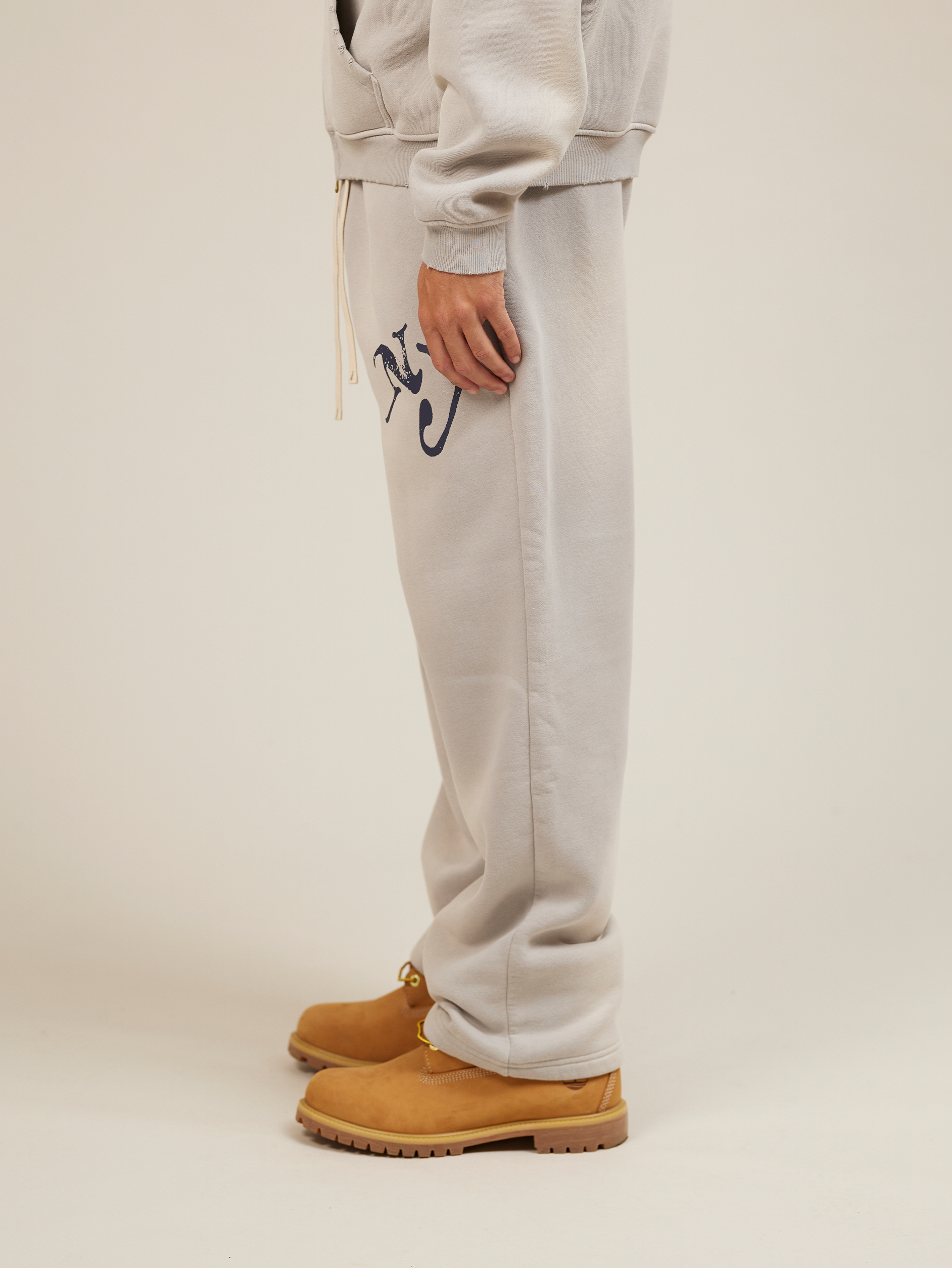 GRAY OVERSIZED COTTON SWEATPANTS WITH DRAWSTRING IN LIGHT GREY
