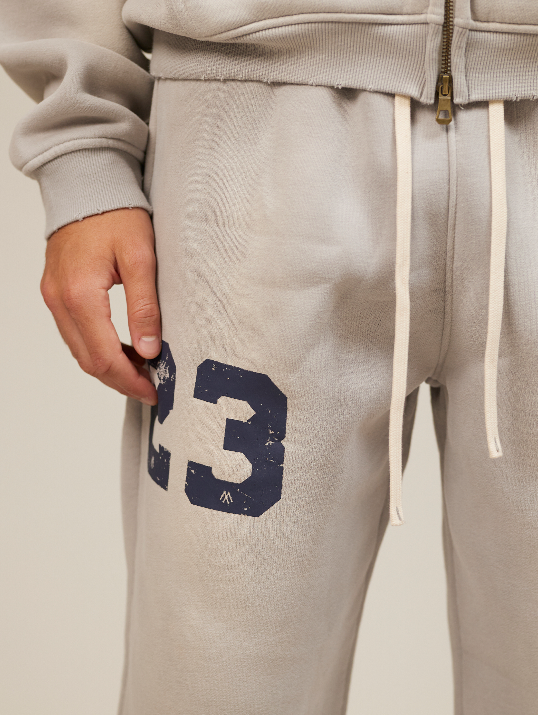 GRAY OVERSIZED COTTON SWEATPANTS WITH DRAWSTRING IN LIGHT GREY