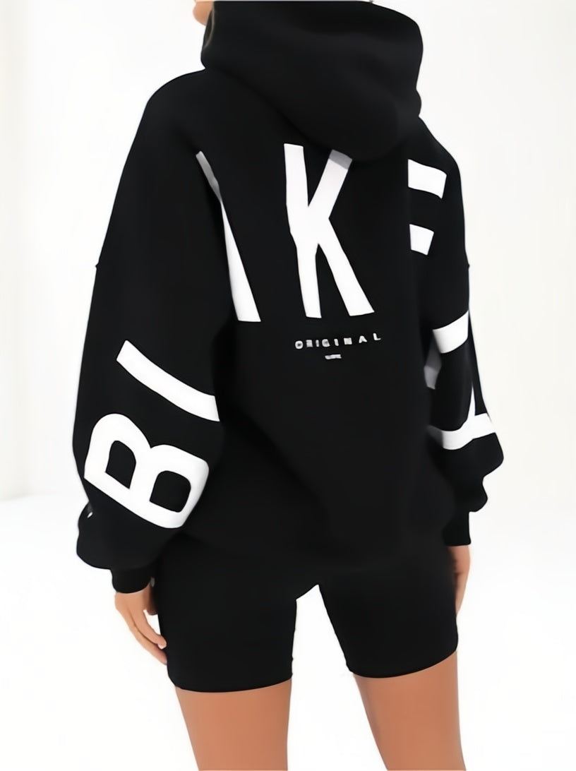GRAY OVERSIZED HOODIE WITH EYE-CATCHING LETTER PRINT