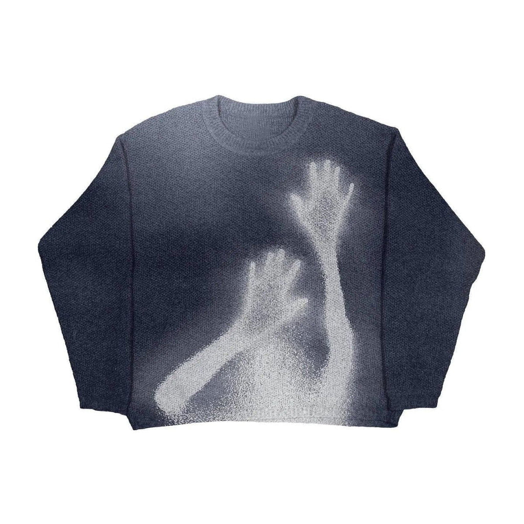 GRAY OVERSIZED SWEATER WITH HAND DESIGN - OVERSIZED SWEATER FROZEN