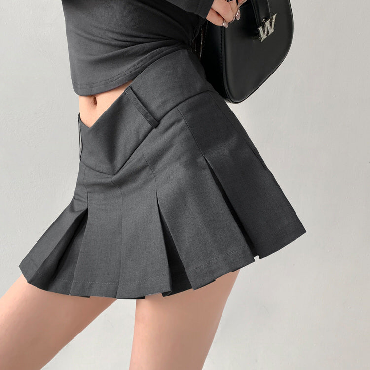 GRAY PLEATED MINI SKIRT FOR WOMEN IN FASHION COLLECTION