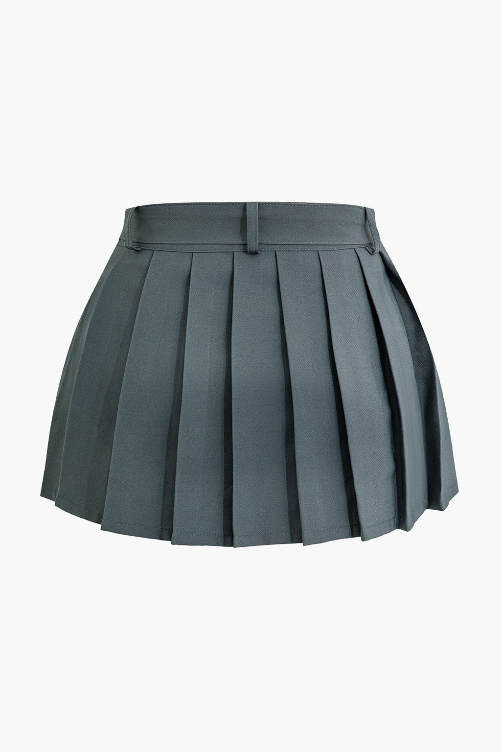 GRAY PLEATED MINI SKIRT WITH BELT CASUAL BOTTOMS