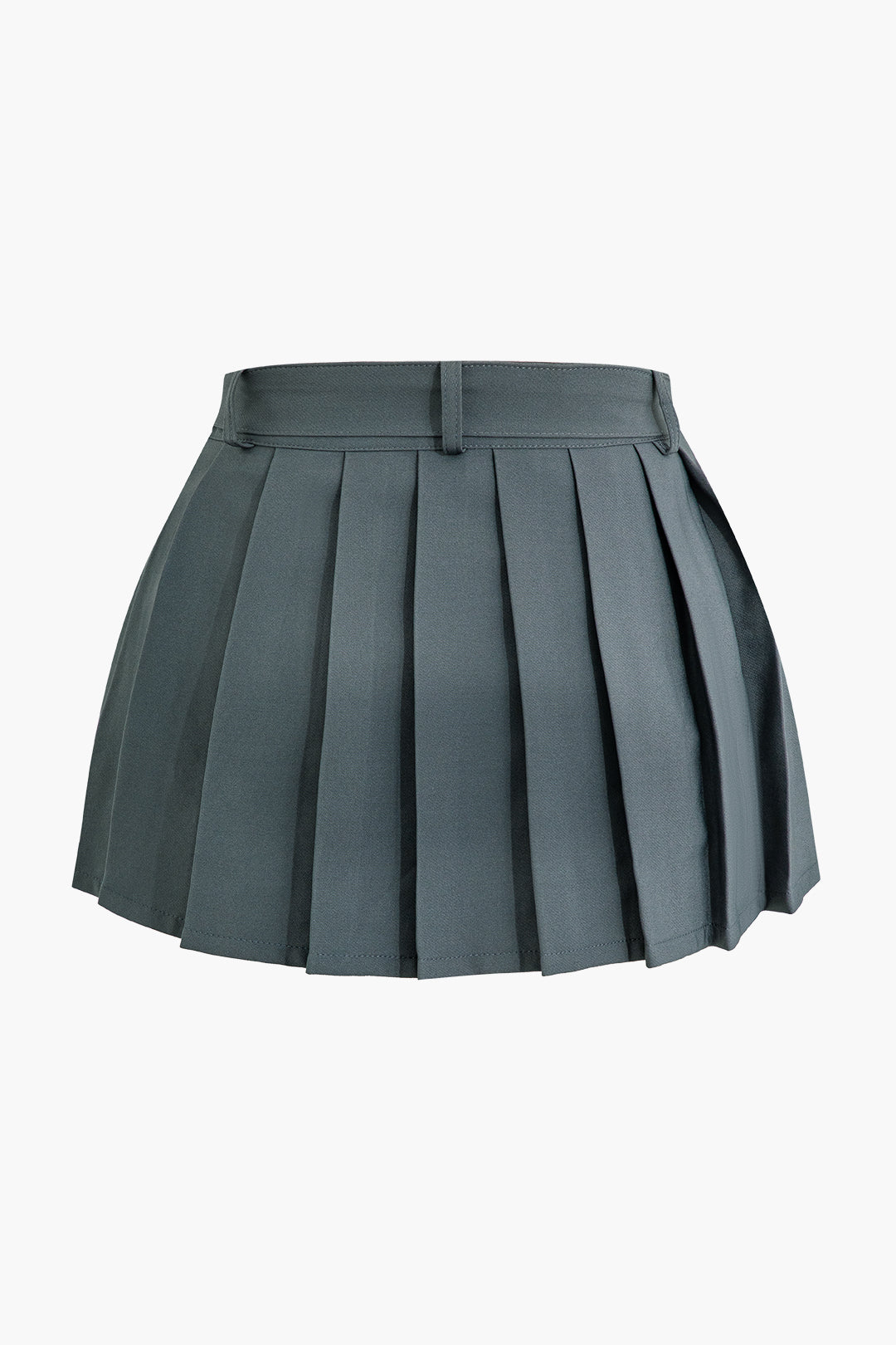 GRAY PLEATED MINI SKIRT WITH BELT CASUAL BOTTOMS