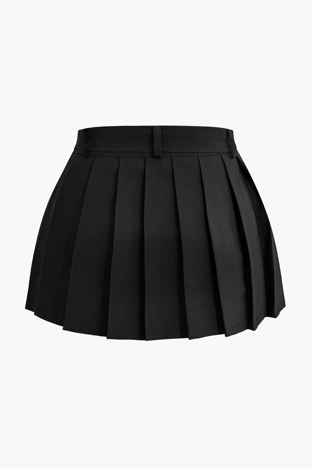 GRAY PLEATED MINI SKIRT WITH BELT CASUAL BOTTOMS
