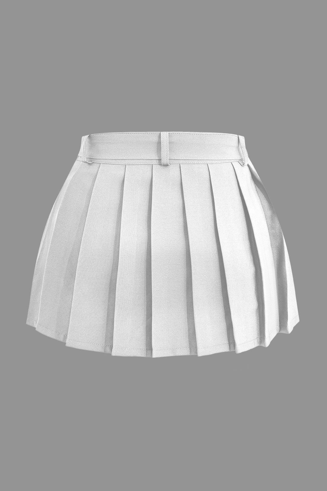 GRAY PLEATED MINI SKIRT WITH BELT CASUAL BOTTOMS