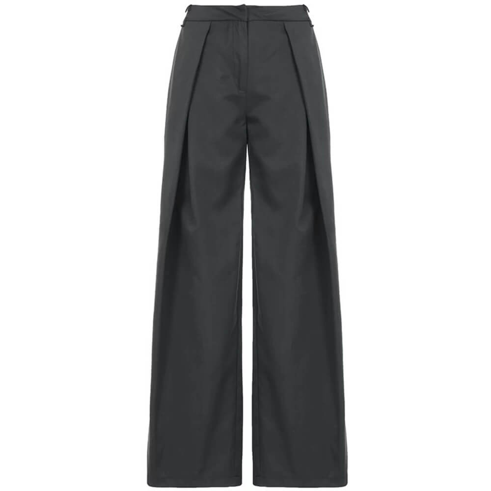 GRAY PLEATED WIDE-LEG TROUSERS DARK ACADEMIA