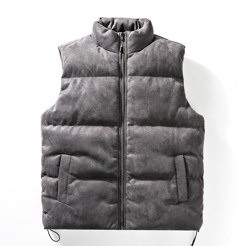 GRAY PUFFER VEST BASIC WINTER WESTE IDEAL FOR COLD WEATHER LAYERING