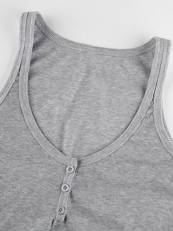 GRAY RIBBED CROP TOP - VINTAGE GREY CROP FASHION PIECE