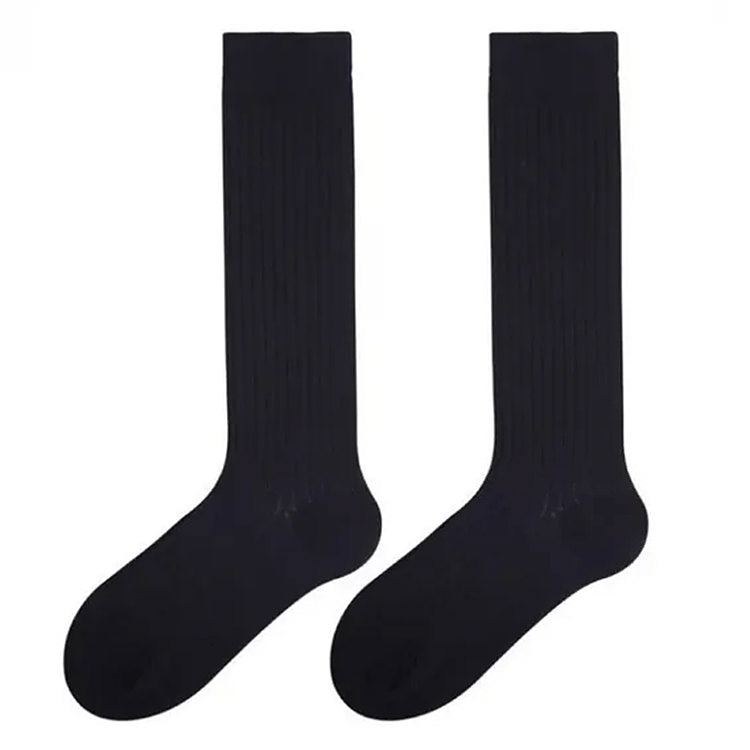 GRAY RIBBED KNEE-HIGH SOCKS BASIC RIBBED AESTHETIC APPEAL