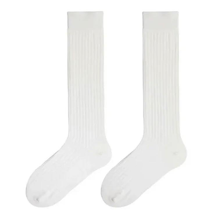 GRAY RIBBED KNEE-HIGH SOCKS BASIC RIBBED AESTHETIC APPEAL