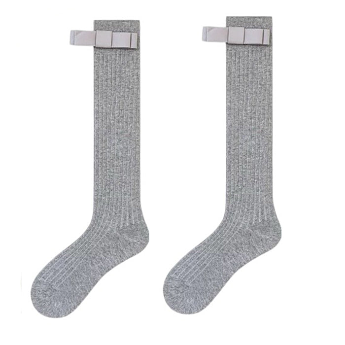 GRAY RIBBED KNEE SOCKS FREE SIZE FIT