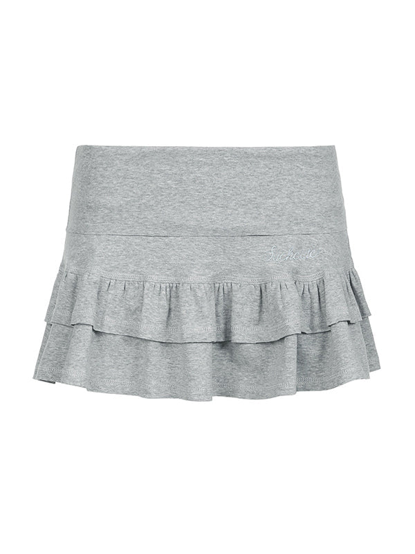 GRAY RUFFLED MINISKIRT - STYLISH MINI SKIRT FOR TRENDY LOOKS