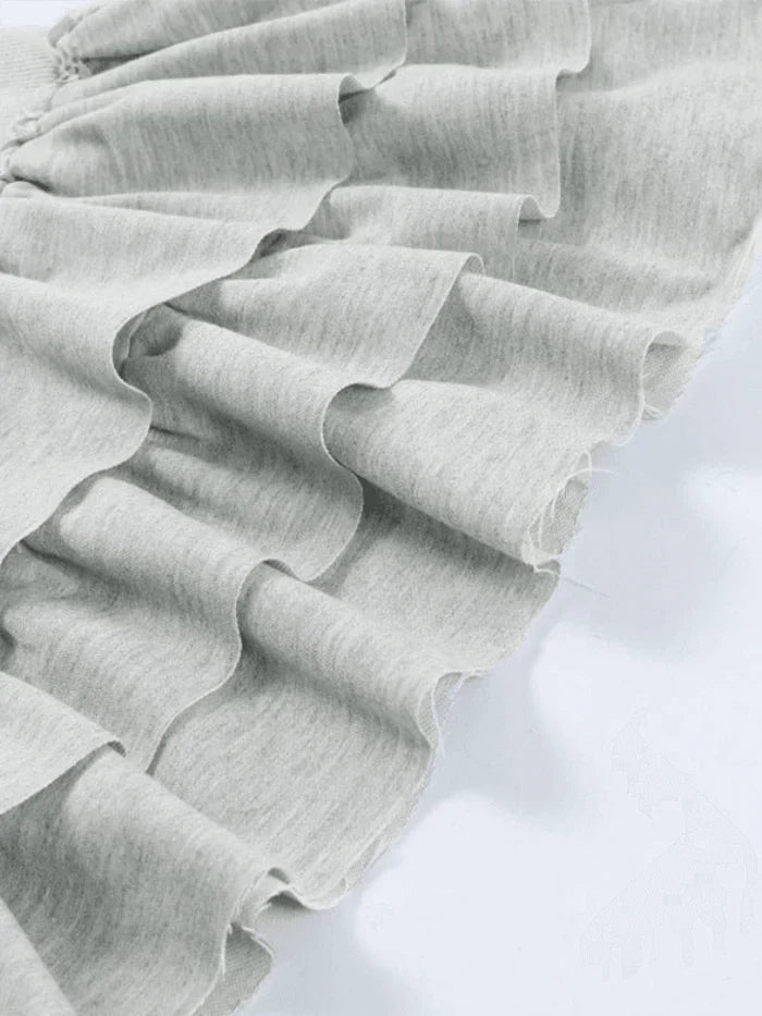 GRAY RUFFLED MINISKIRT - GRAY SWEET ULTRA FASHIONABLE SKIRT
