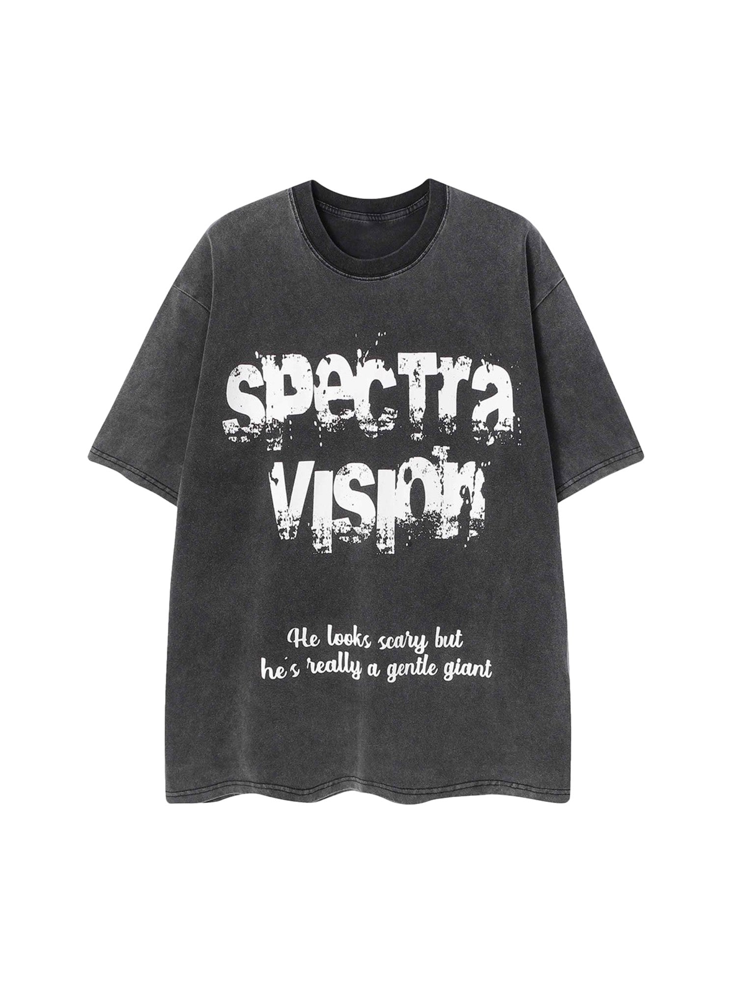 GRAY SHORT SLEEVE PULLOVER T-SHIRT WITH FACE GRAPHIC - TRENDY CASUAL