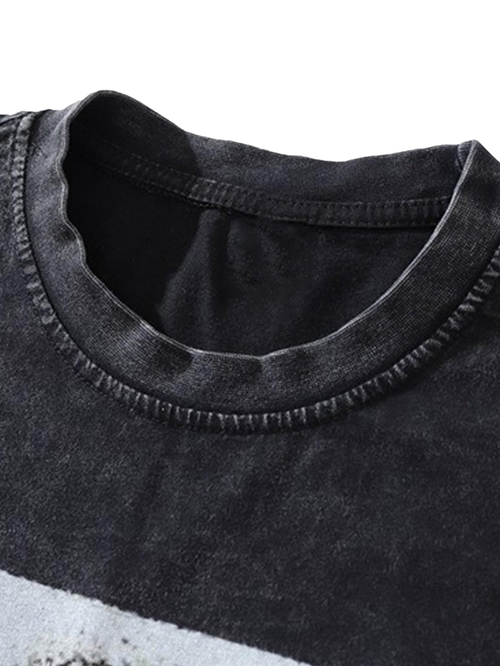 GRAY SHORT SLEEVE T-SHIRT WITH BLURRED FIGURE GRAPHIC – TRENDY CASUAL SHORT