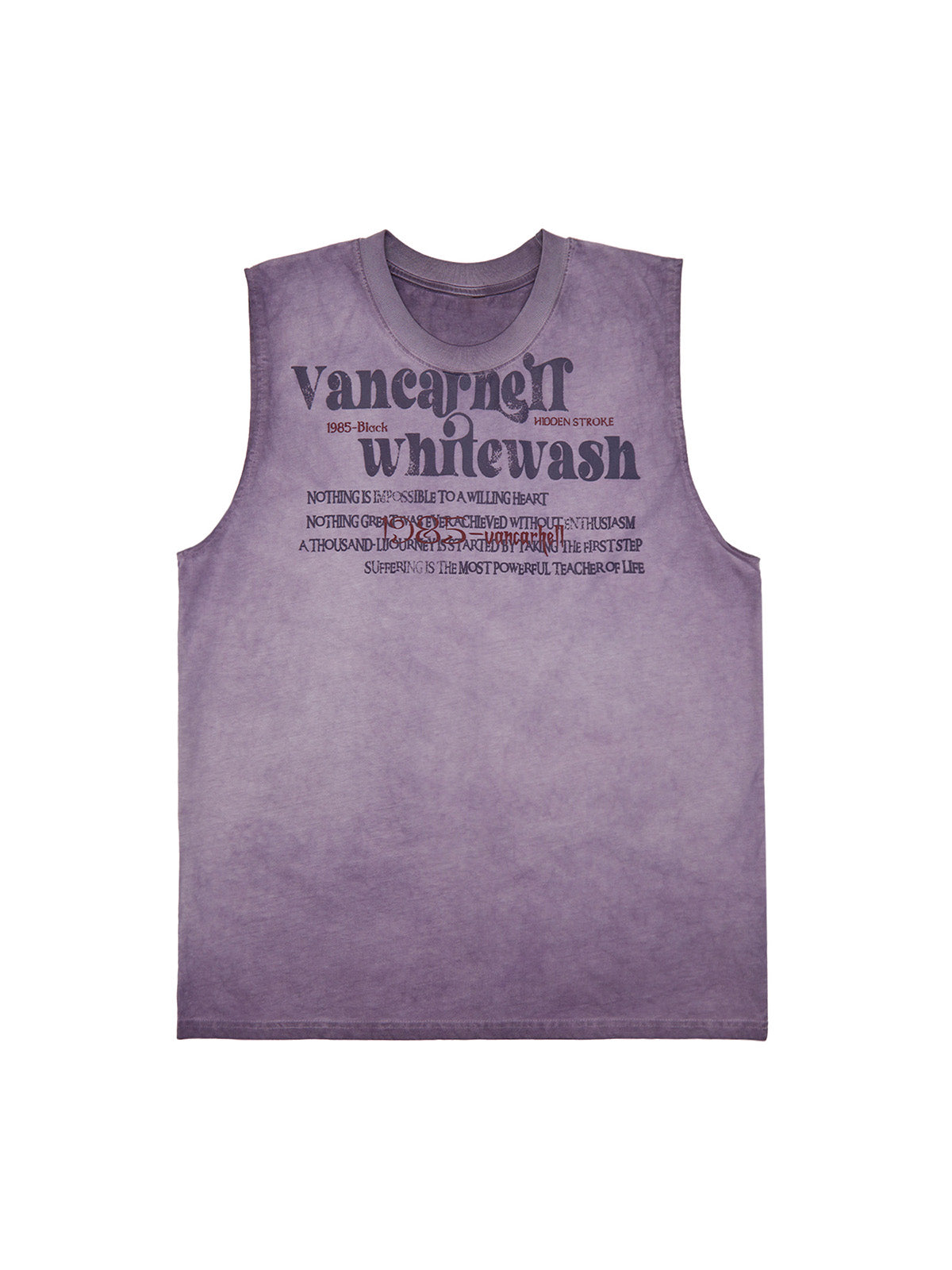 GRAY SLEEVELESS SHIRT WITH TEXT - LOOSE FIT COTTON ROUND COLLAR