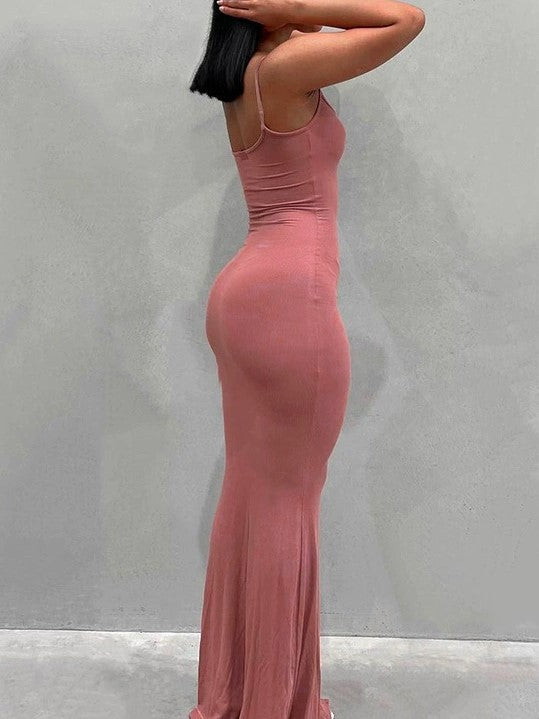 GRAY SLIM FIT MAXI DRESS FOR EFFORTLESS ELEGANCE