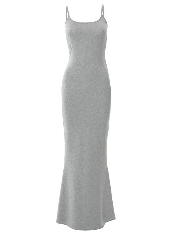 GRAY SLIM FIT MAXI DRESS FOR EFFORTLESS ELEGANCE