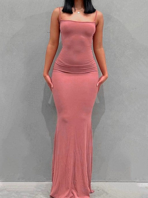 GRAY SLIM FIT MAXI DRESS FOR EFFORTLESS ELEGANCE